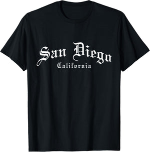 San Diego California Old School English Font Vintage T-Shirt - T-Shirt | Black