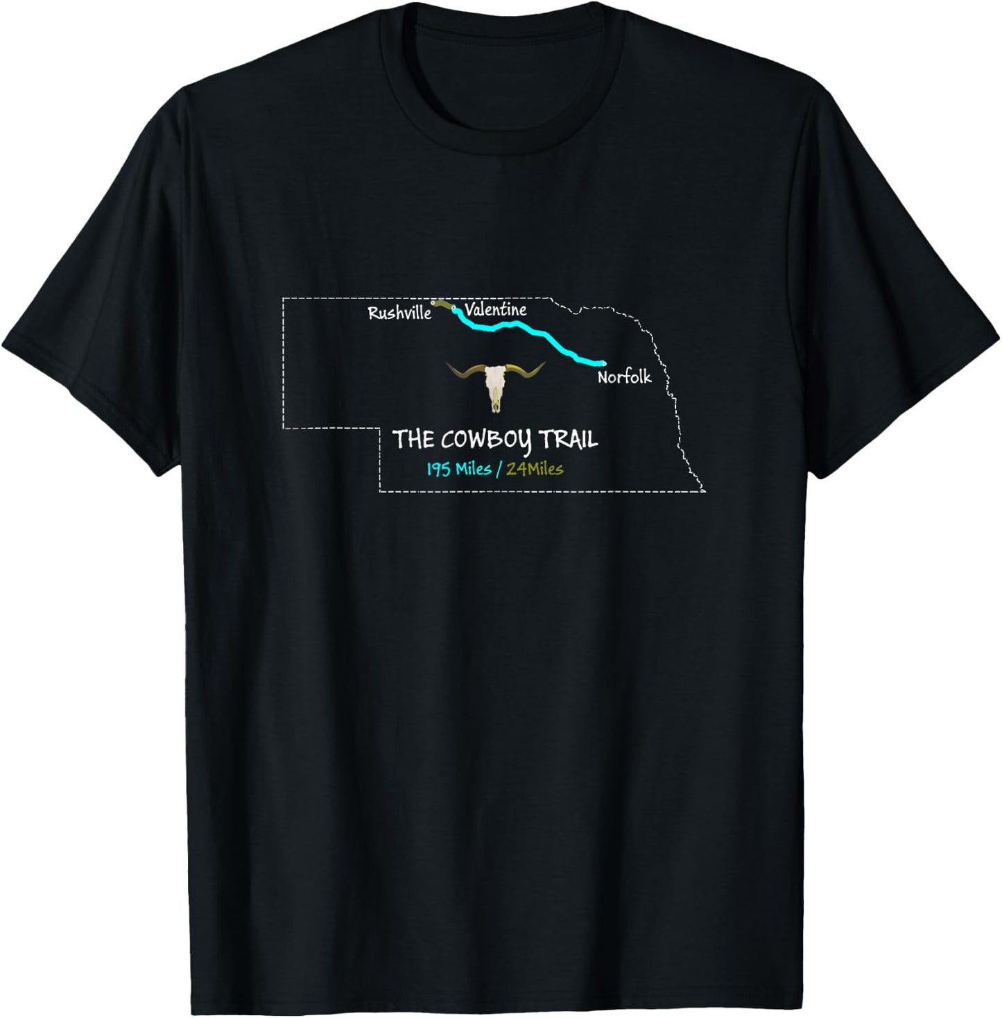 The Cowboy Trail Route Map T-Shirt - T-Shirt | Black