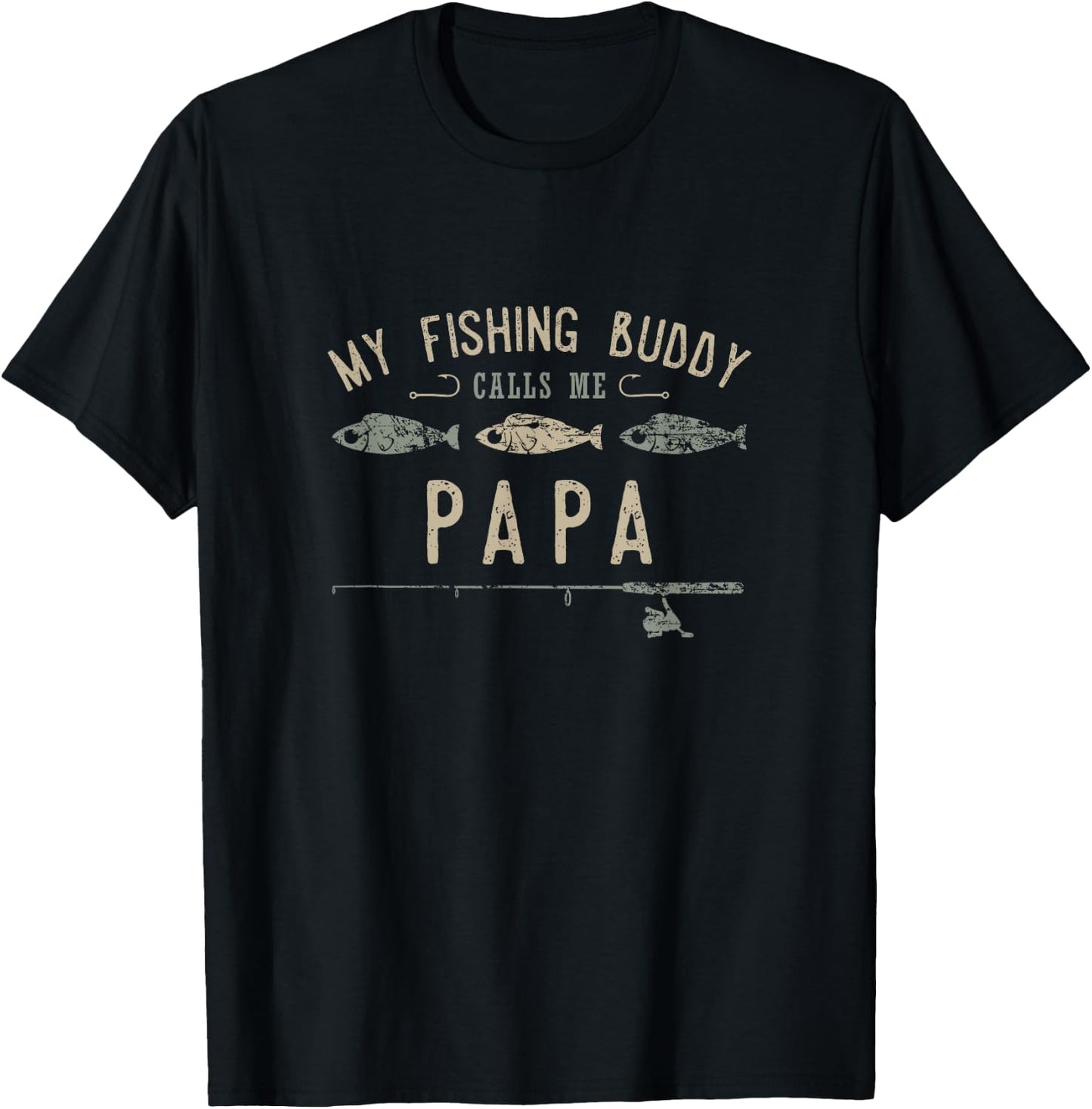 My Fishing Buddy Calls Me Papa Cute Father's Day T-Shirt - T-Shirt | Black