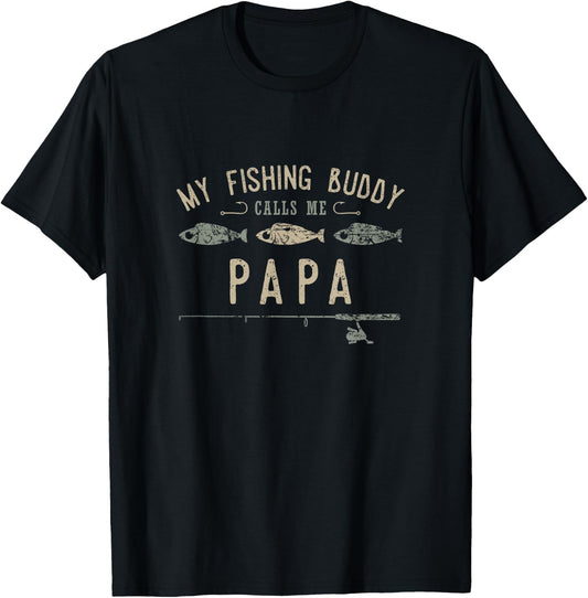 My Fishing Buddy Calls Me Papa Cute Father's Day T-Shirt - T-Shirt | Black