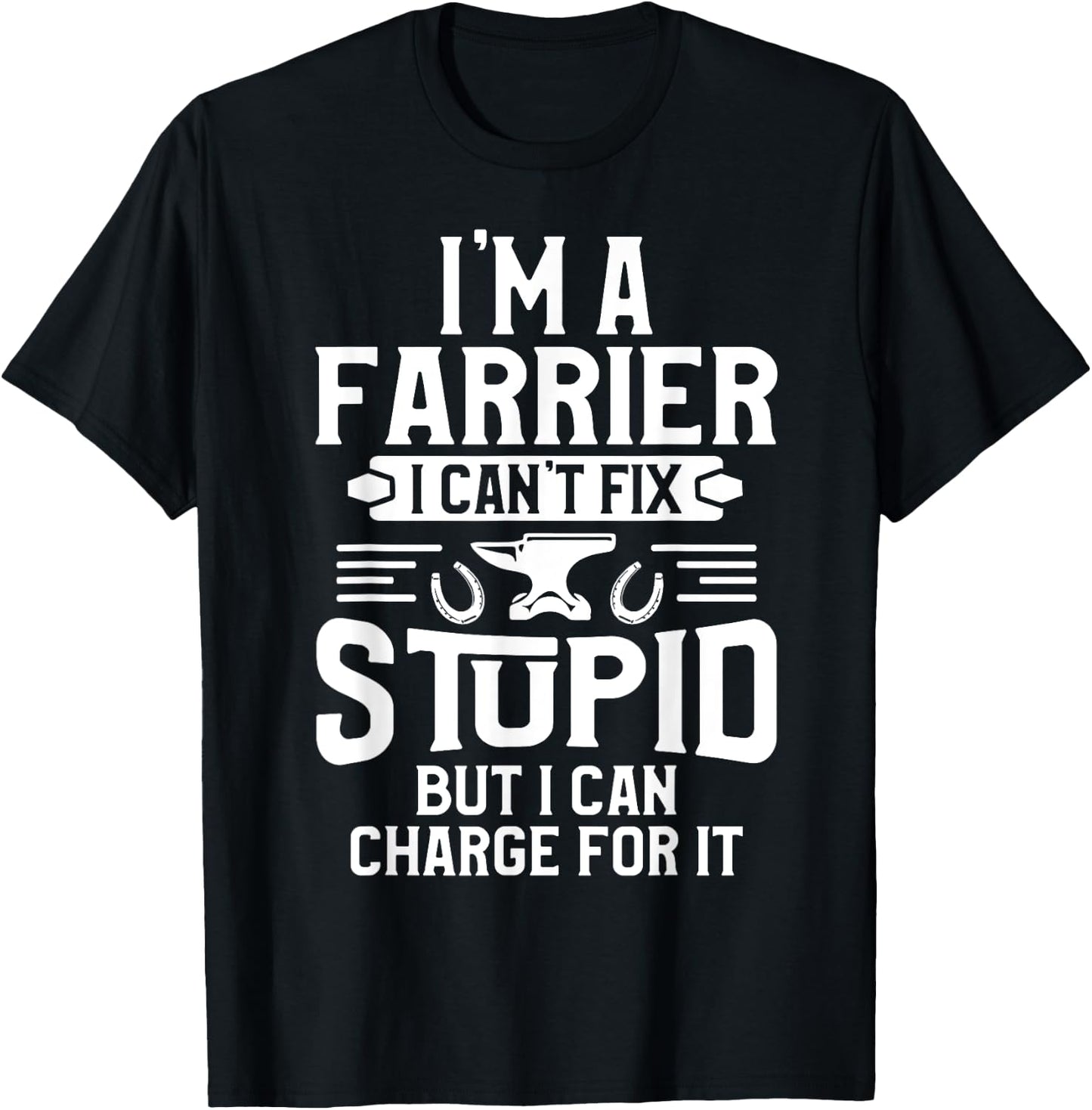 Farrier Charge Horseshoe Hoof Trimming Equine Shoeing T-Shirt - T-Shirt | Black