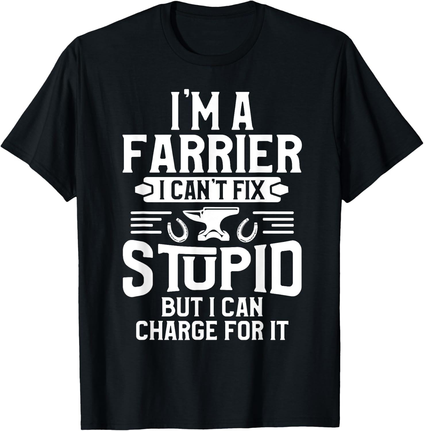 Farrier Charge Horseshoe Hoof Trimming Equine Shoeing T-Shirt - T-Shirt | Black
