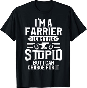 Farrier Charge Horseshoe Hoof Trimming Equine Shoeing T-Shirt - T-Shirt | Black