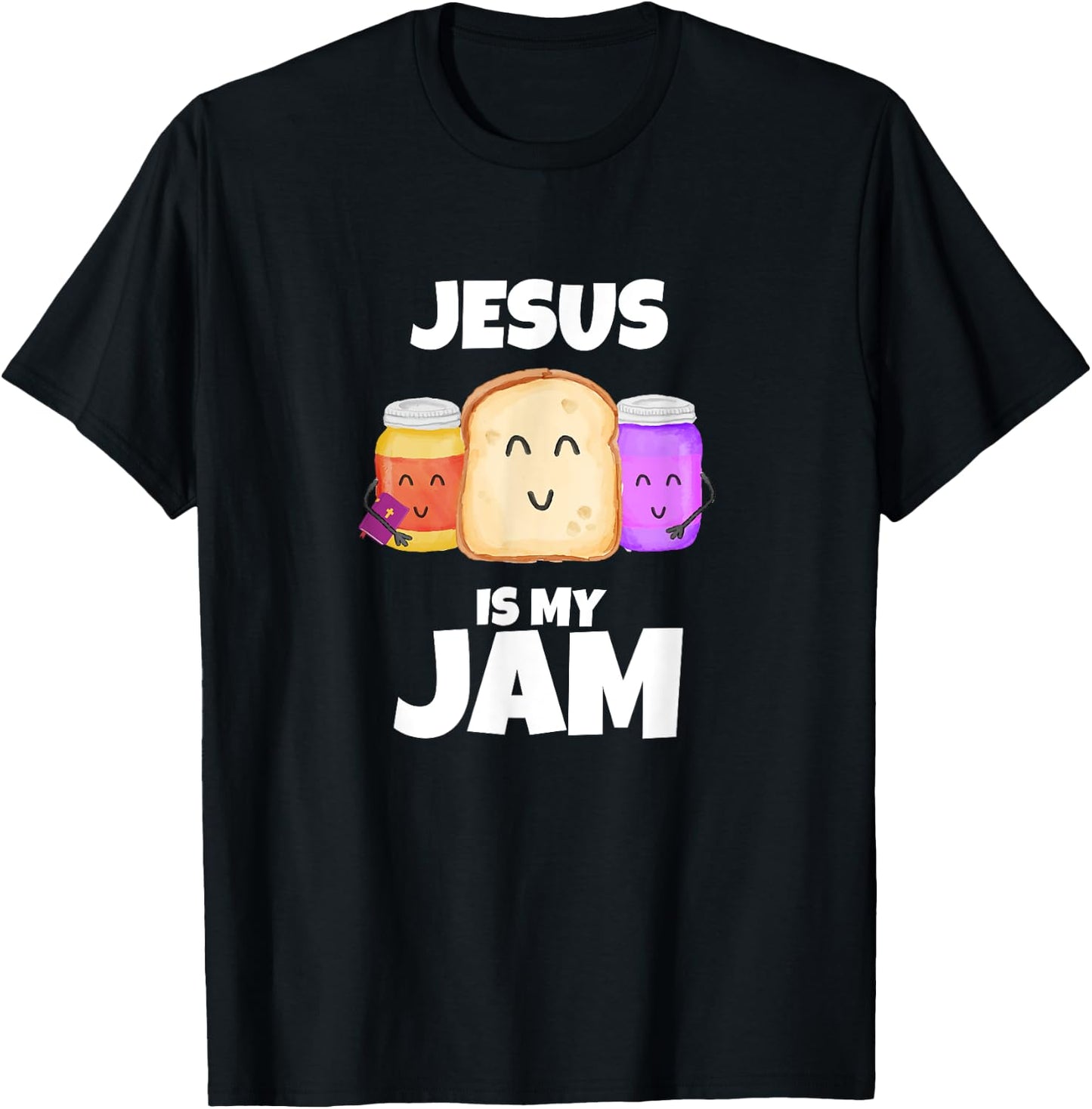 Jesus is my Jam Funny Bible Holding Jam Graphic T-Shirt - T-Shirt | Black