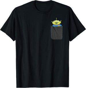 Disney Pixar Toy Story Pizza Planet Alien Mini Pocket Icon T-Shirt - T-Shirt | Black