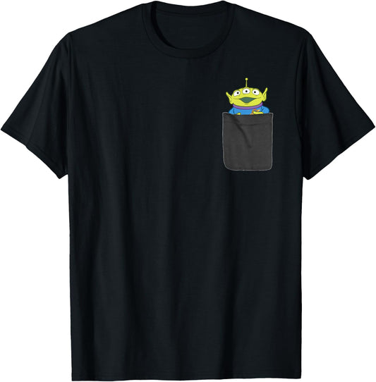 Disney Pixar Toy Story Pizza Planet Alien Mini Pocket Icon T-Shirt - T-Shirt | Black