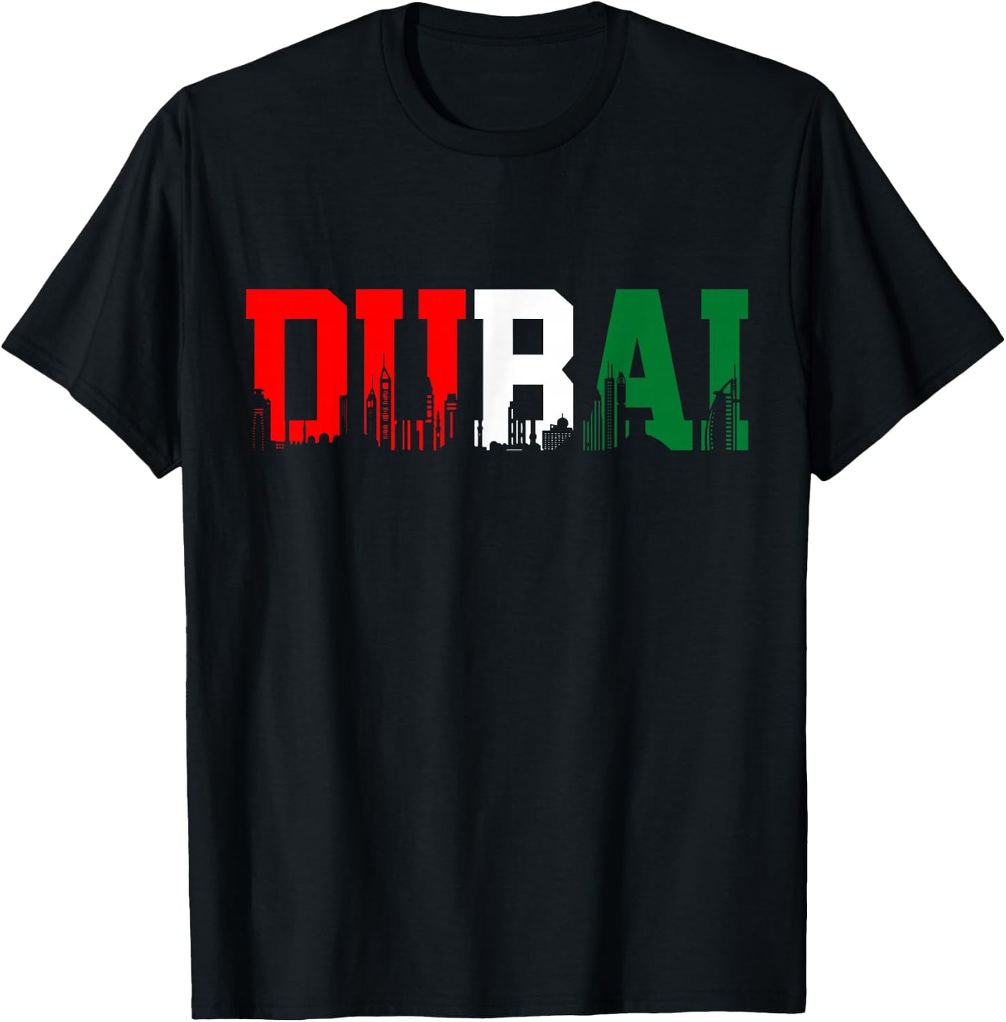 Dubai Skyline Flag United Arab Emirates UAE Souvenir T-Shirt - T-Shirt | Black