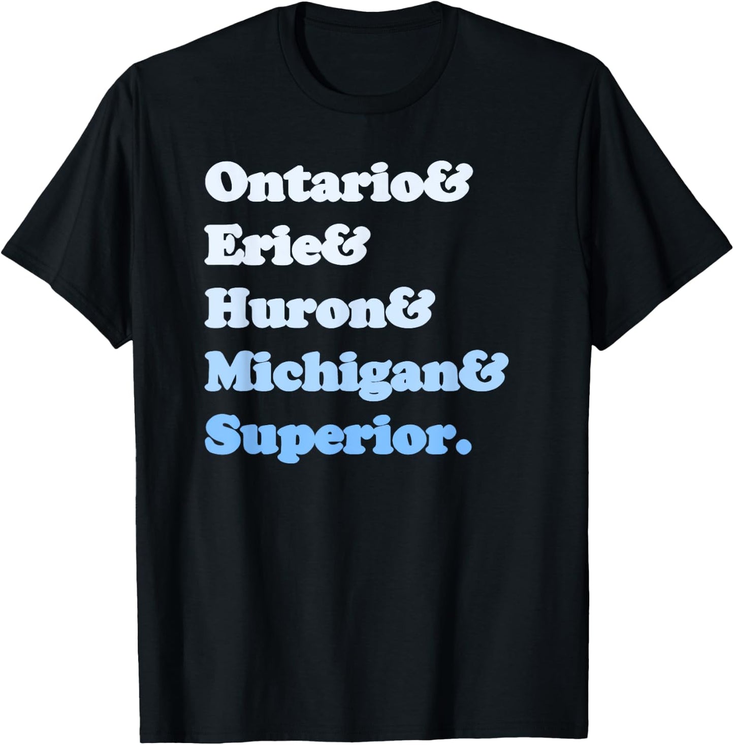Retro Great Lake Lakes Huron Erie Michigan Superior Ontario T-Shirt - T-Shirt | Black
