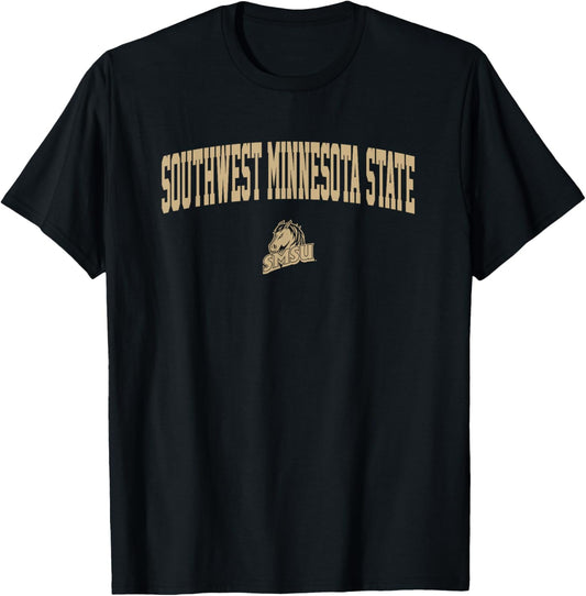 Southwest Minnesota State SMSU Mustangs One Color Arch Logo T-Shirt - T-Shirt | Black