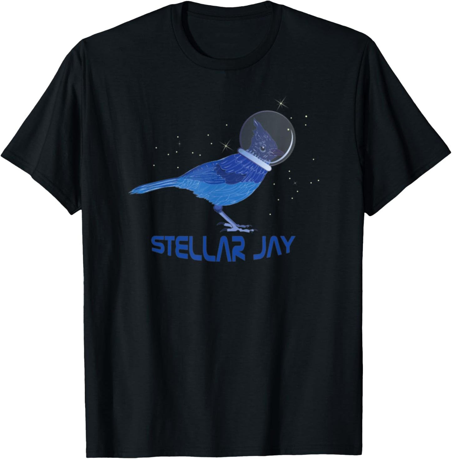 Stellar Jay Space Bird Funny Clever Bird Watcher Twitcher T-Shirt - T-Shirt | Black