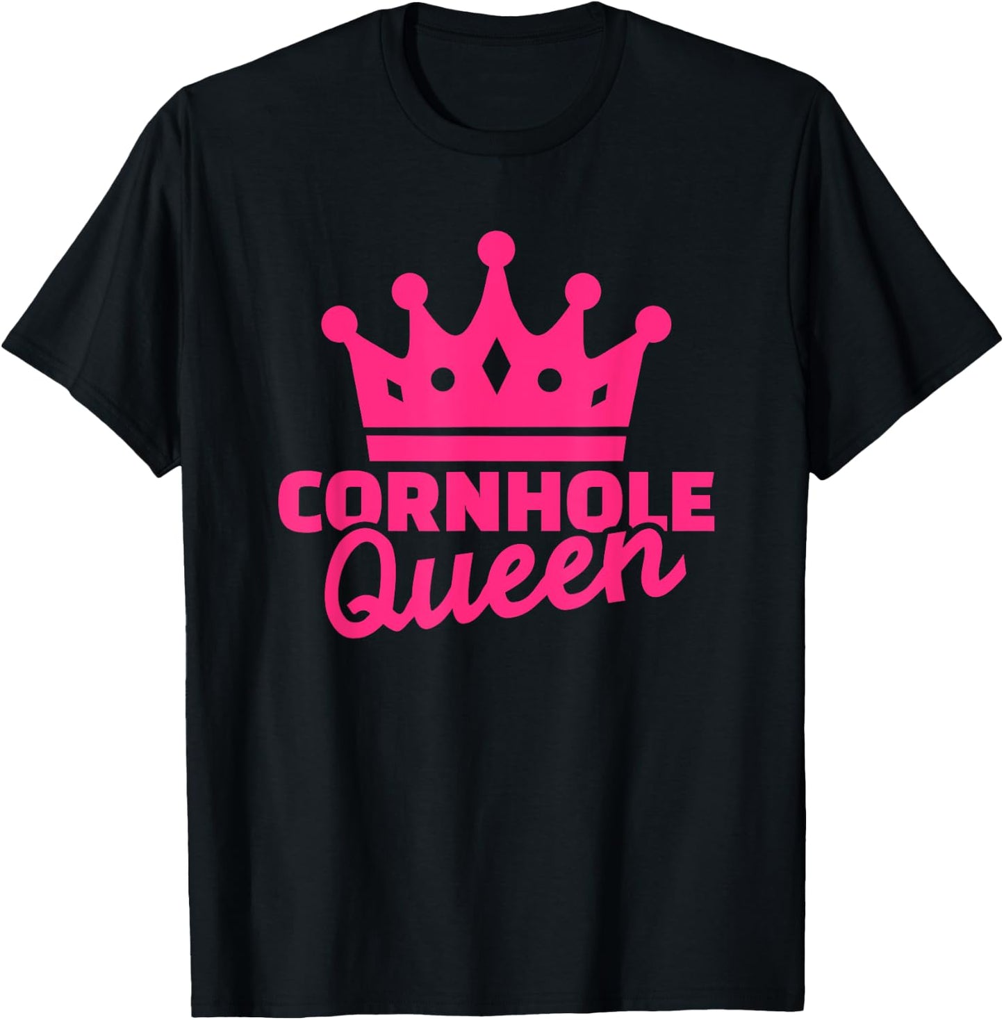 Cornhole Queen - Pink College Corn Hole Game T-Shirt - T-Shirt | Black