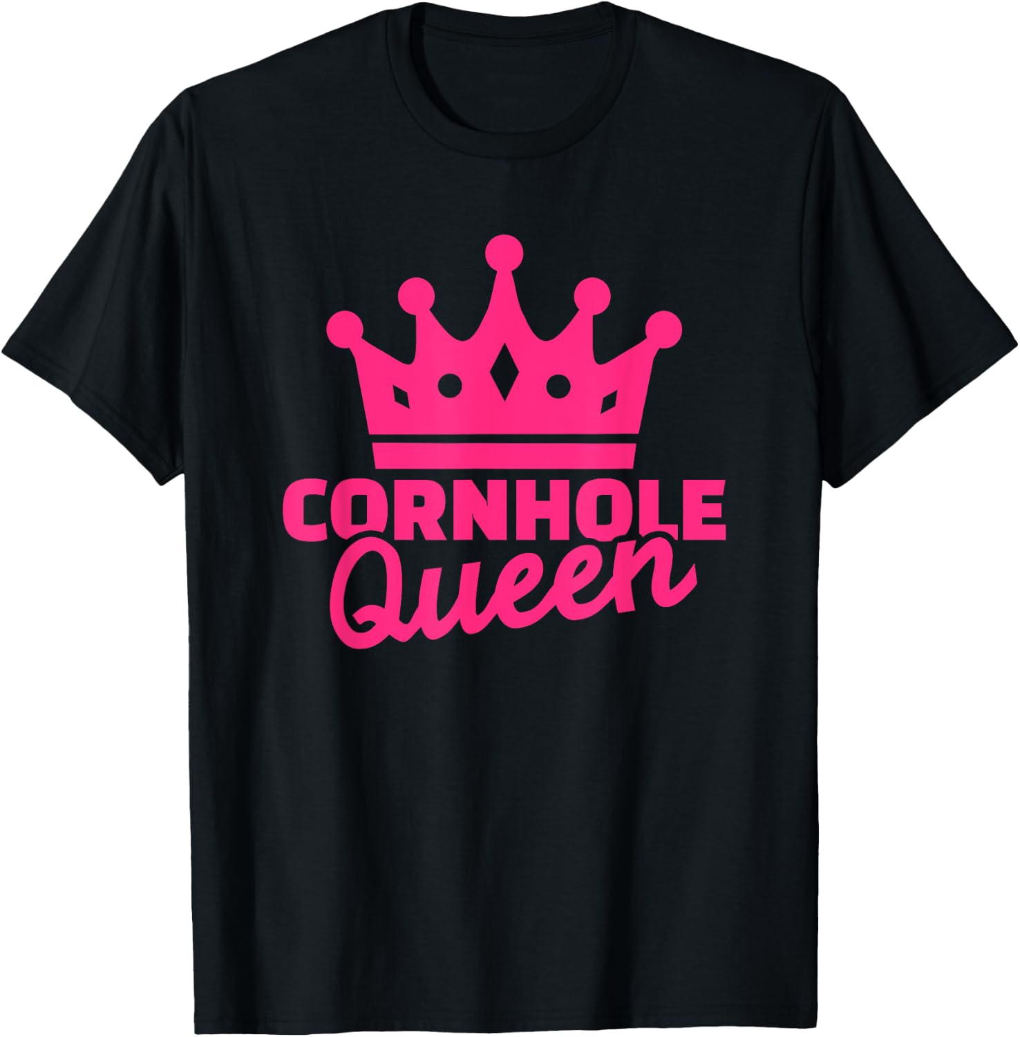 Cornhole Queen - Pink College Corn Hole Game T-Shirt - T-Shirt | Black