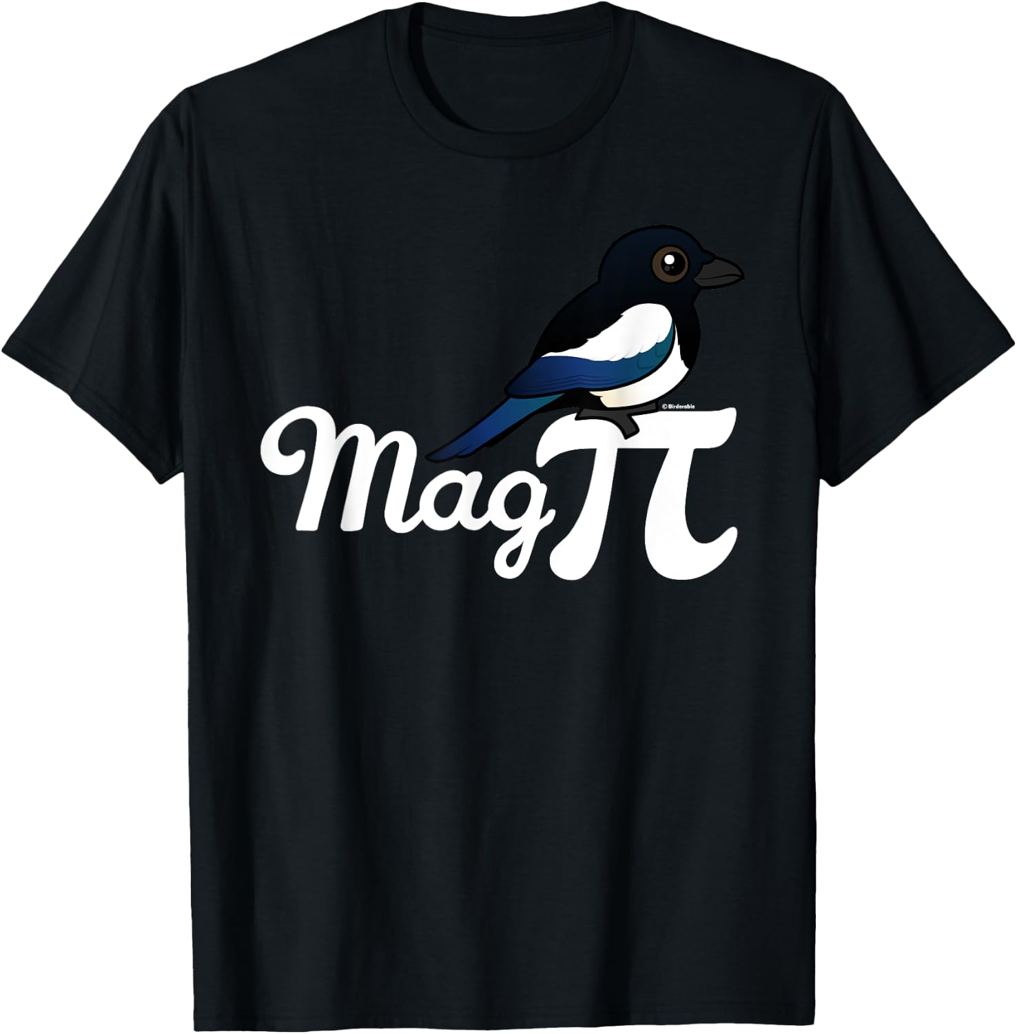 Birdorable Mag PI with Black-billed Magpie T-Shirt - T-Shirt | Black