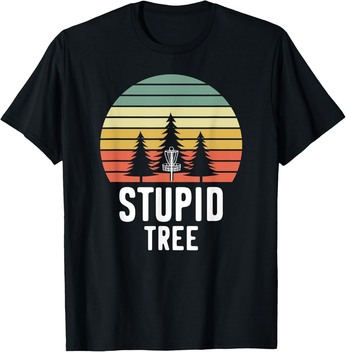 Retro Disc Golf Stupid Tree Funny Frisbee Golf Gift T-Shirt - T-Shirt | Black