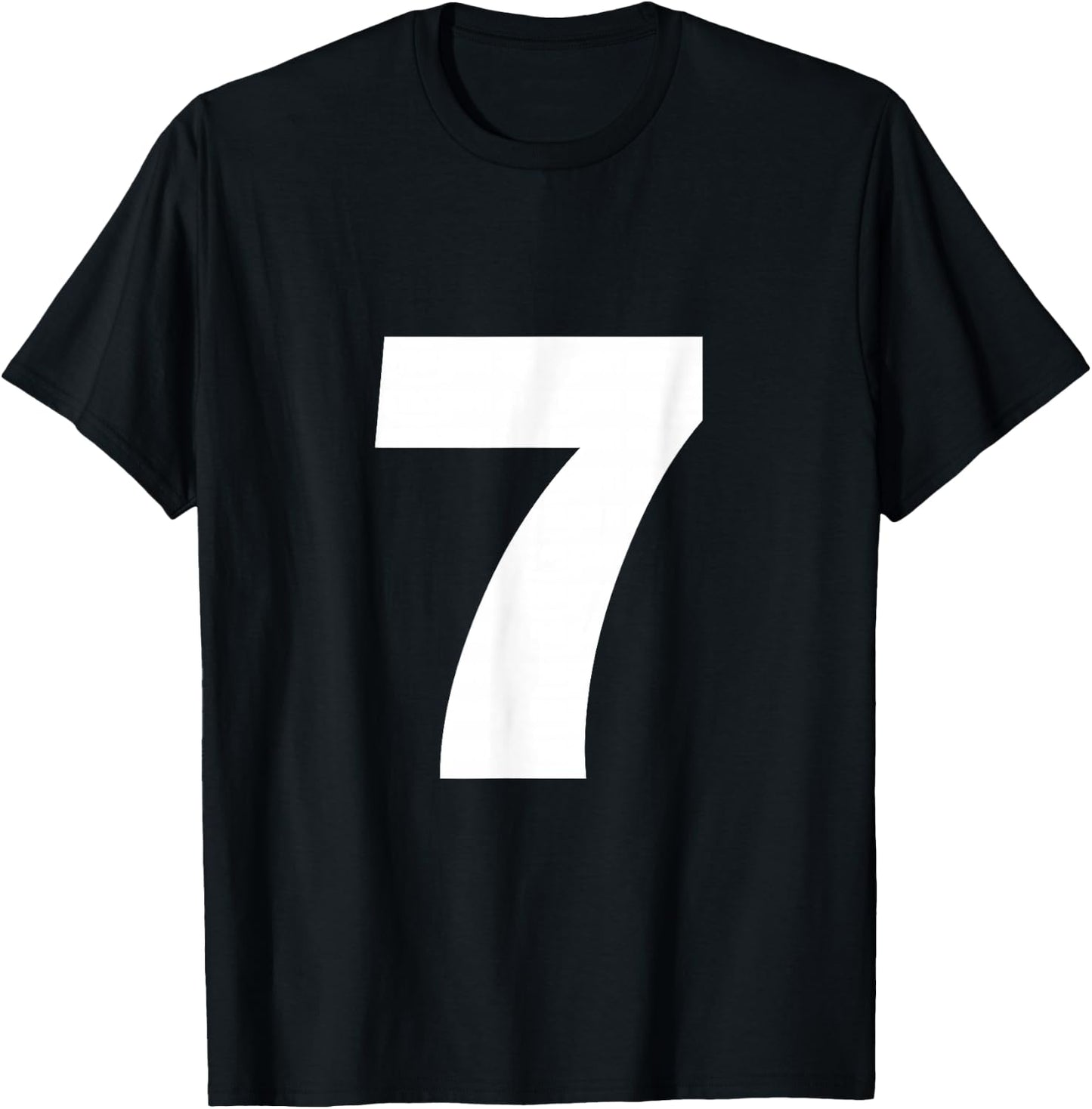 Number 7 Big Bold White Seven Numeral Group T-Shirt - T-Shirt | Black