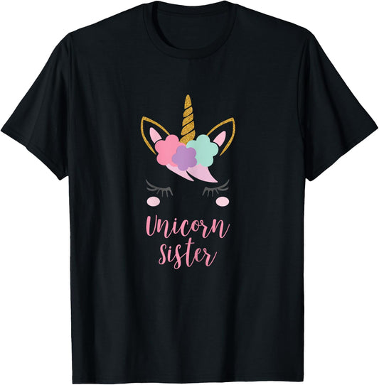 Sister Unicorn Shirt, Cute Unicorn Sister Gift T-Shirt - T-Shirt | Black