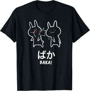 Original Funny Anime Baka Rabbit Slap Design Baka Japanese T-Shirt - T-Shirt | Black