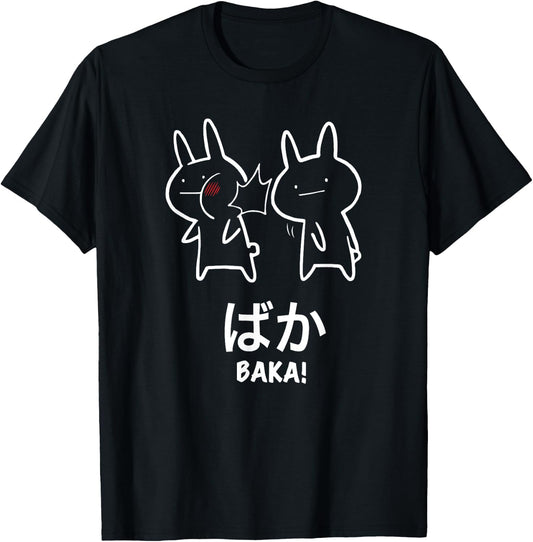 Original Funny Anime Baka Rabbit Slap Design Baka Japanese T-Shirt - T-Shirt | Black