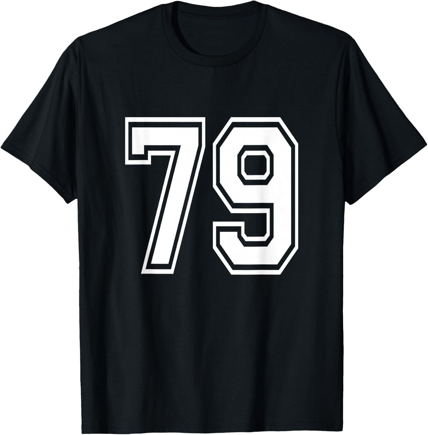 Number 79 Birthday Varsity Sports Team Jersey T-Shirt - T-Shirt | Black