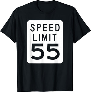 SPEED LIMIT 55 SIGN | Driving Road Sign T-Shirt - T-Shirt | Black