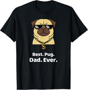 Best Pug Dad Ever Funny Pug Gifts Lovers Men Boys T-Shirt - T-Shirt | Black