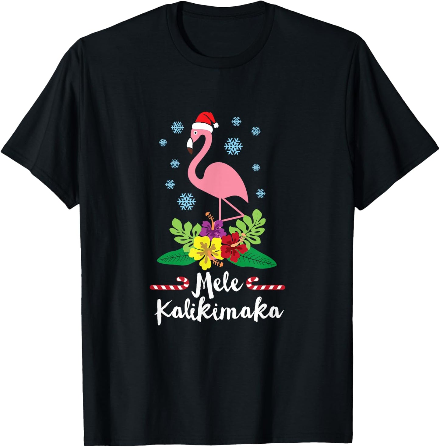 Flamingo Mele Kalikimaka T-Shirt - T-Shirt | Black