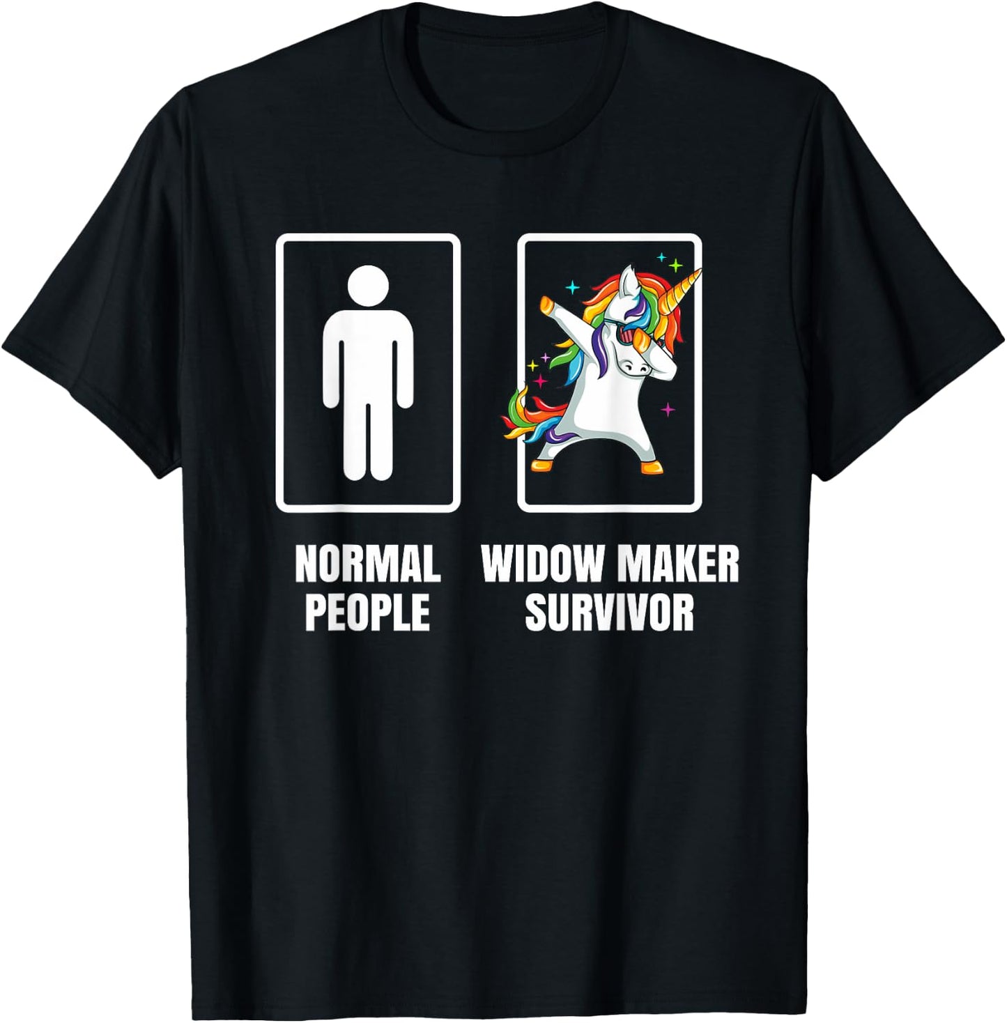 Dabbing Unicorn Widow Maker Heart Attack Survivor Get Well T-Shirt - T-Shirt | Black