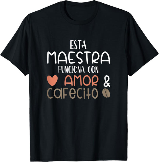 Maestra Espanol Playera Regalo Spanish Teacher T-Shirt - T-Shirt | Black