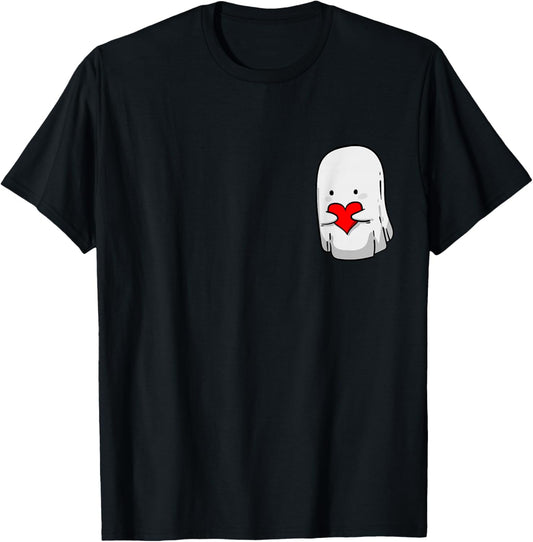 Women Cute Love Heart Ghosts Teacher Gifts T-Shirt - T-Shirt | Black