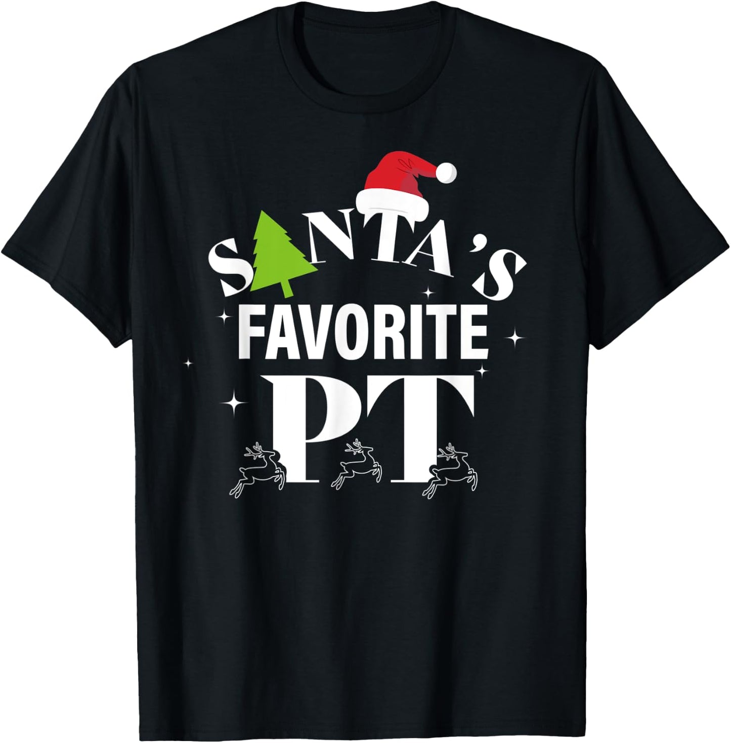 Christmas Physical Therapy Shirts, Santa's Favorite PT T-Shirt - T-Shirt | Black