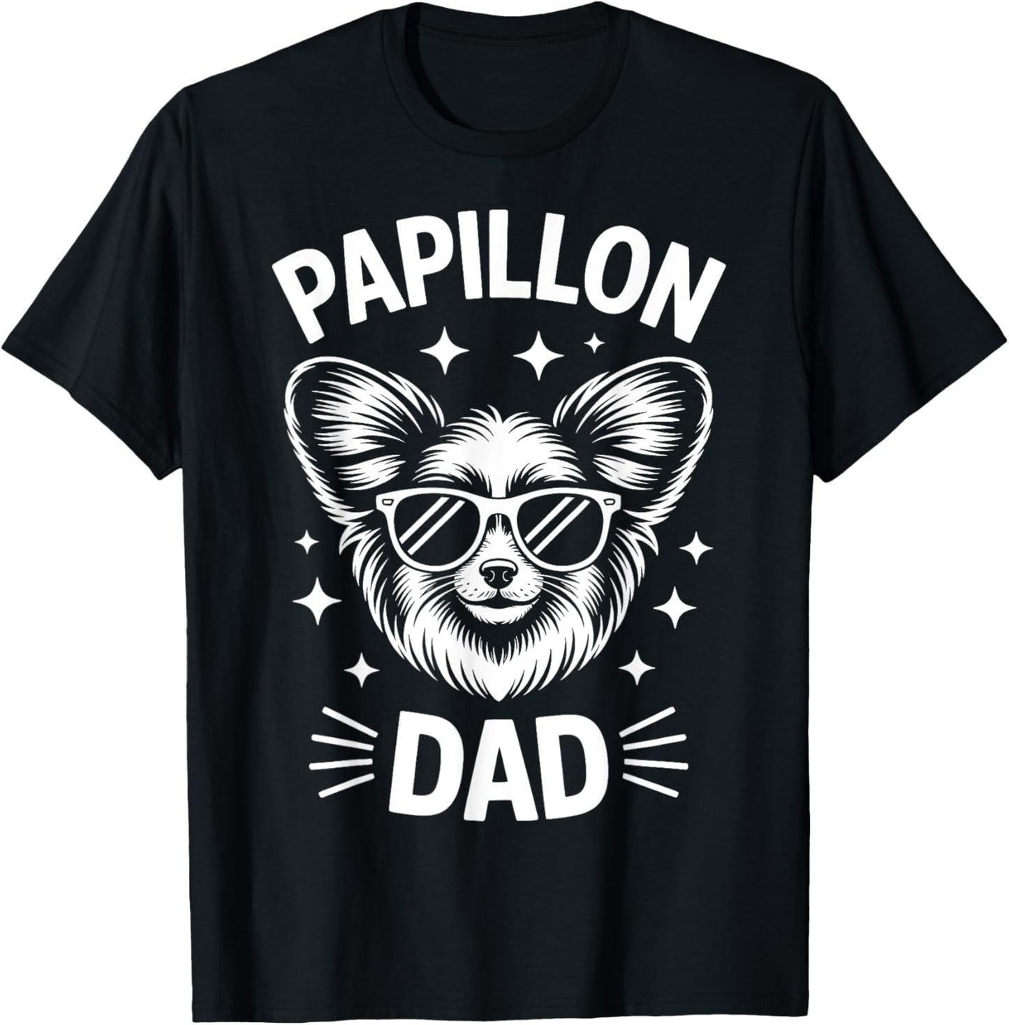 Papillon Dad Funny Papillon T-Shirt - T-Shirt | Black