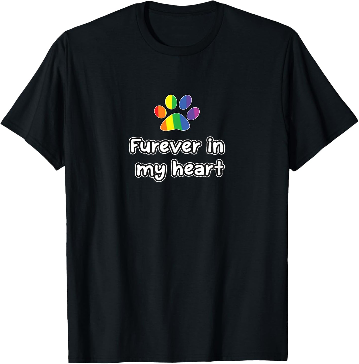 Rainbow Bridge T Shirt - Pet Loss, furever in my heart T-Shirt - T-Shirt | Black