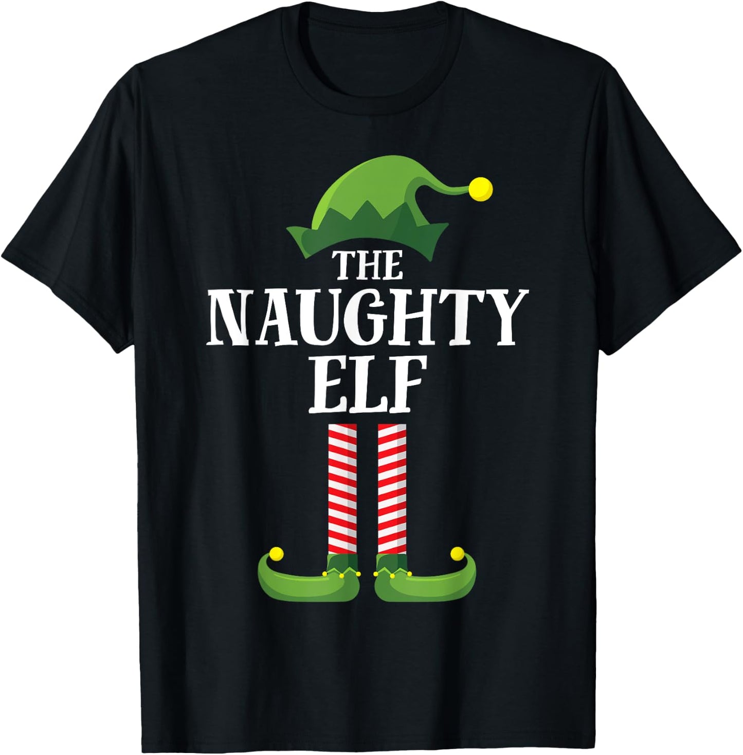 Naughty Elf Matching Family Group Christmas Party Pyjamas T-Shirt - T-Shirt | Black
