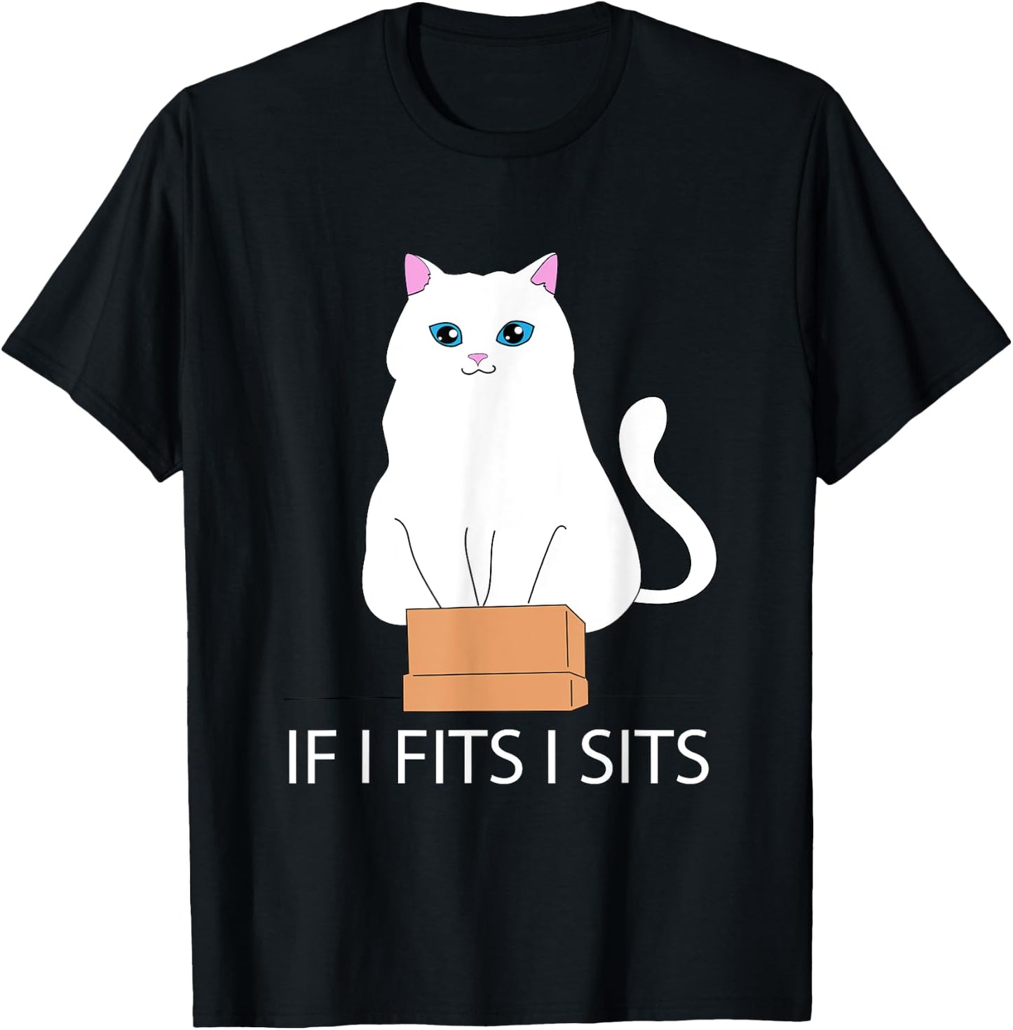 If I Fits I Sits, Cat In A Box | Cat Meme, Fat Kitty Men Women T-Shirt - T-Shirt | Black