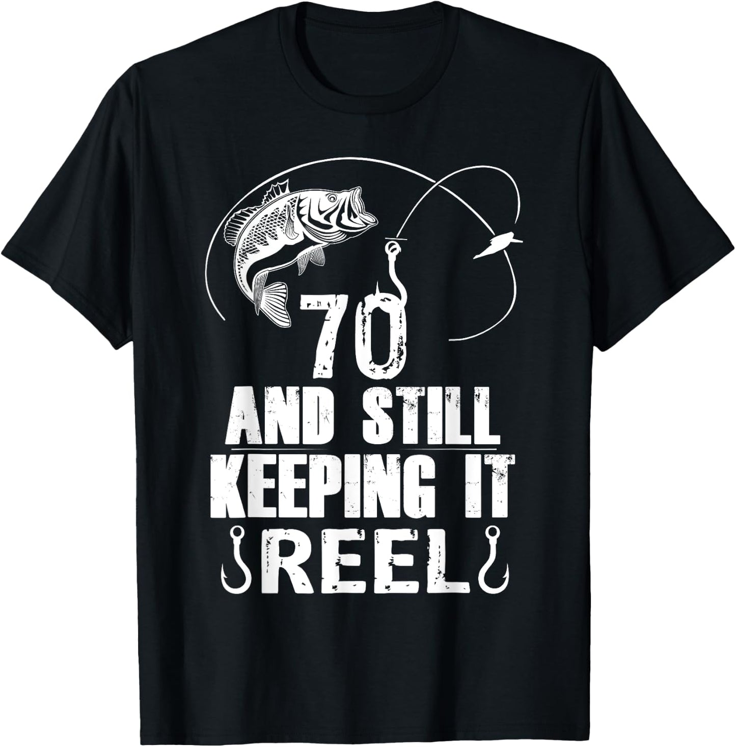 70th Birthday Fishing 70 Years Old Fisherman Gift T-Shirt - T-Shirt | Black