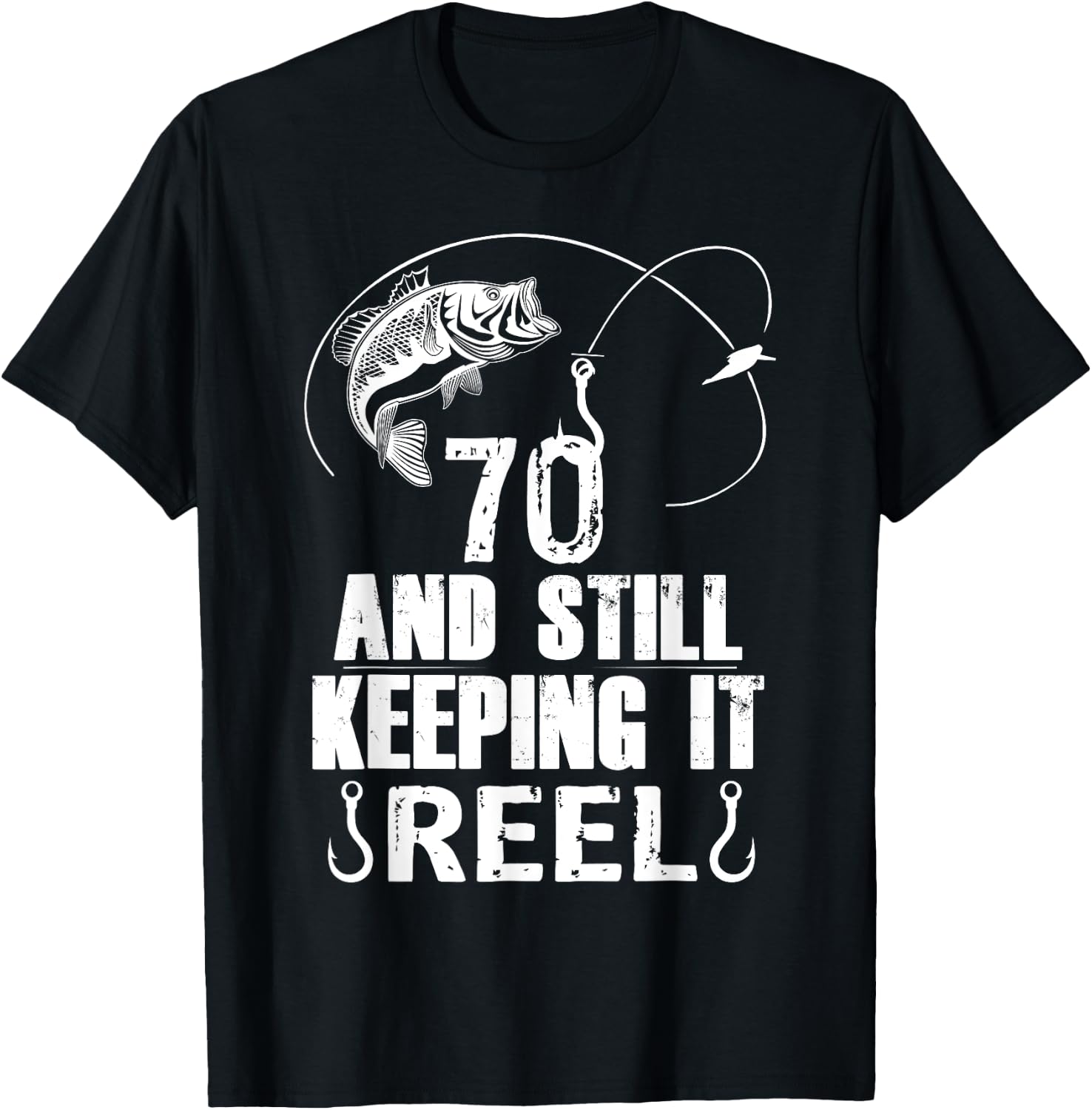 70th Birthday Fishing 70 Years Old Fisherman Gift T-Shirt - T-Shirt | Black