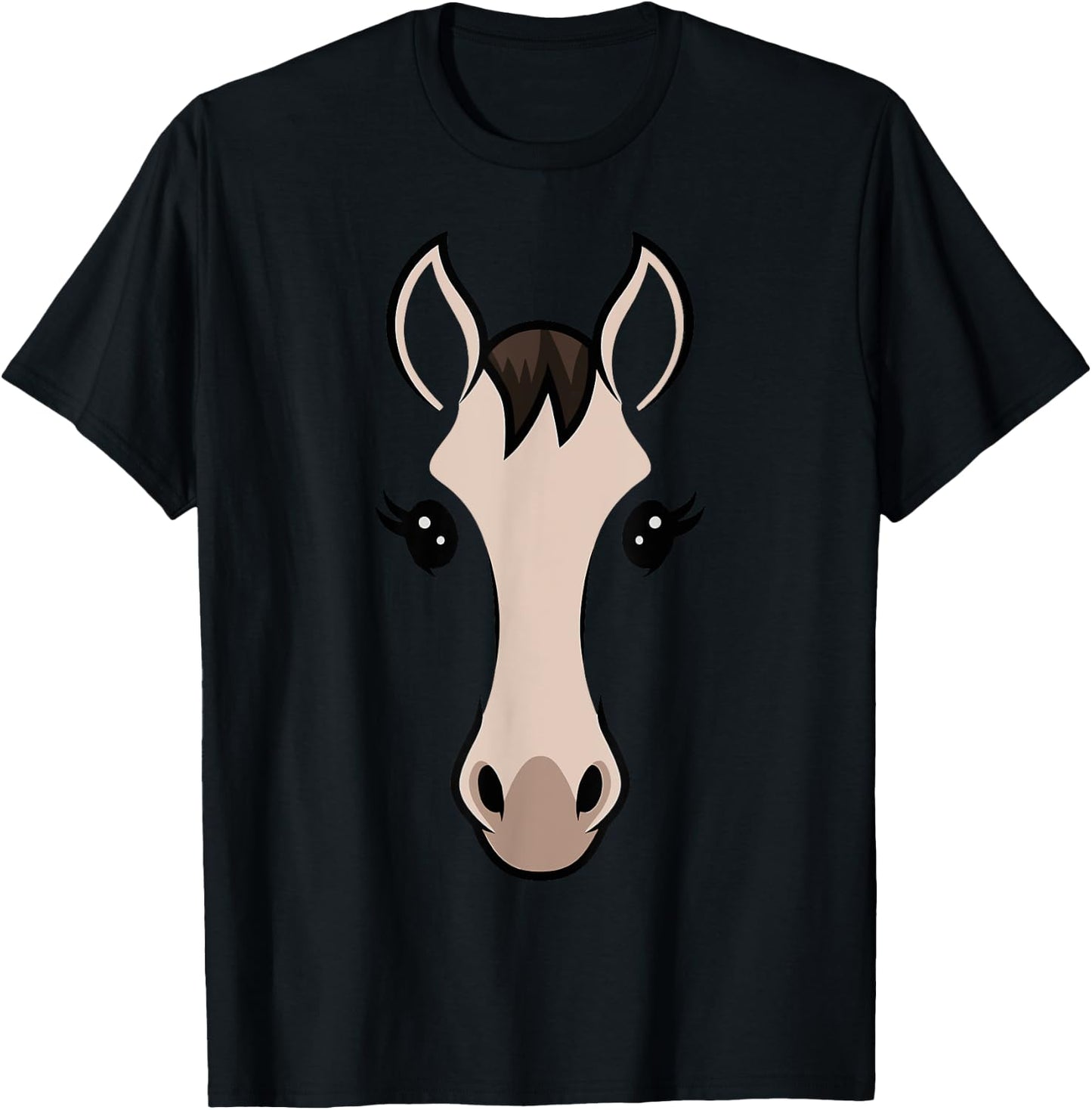 Horse Face Costume Kids Women Cute Halloween Themed T-Shirt - T-Shirt | Black