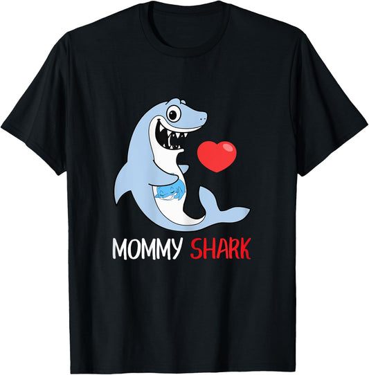 Mommy Shark Funny Pregnancy Announcement Gift T-Shirt - T-Shirt | Black