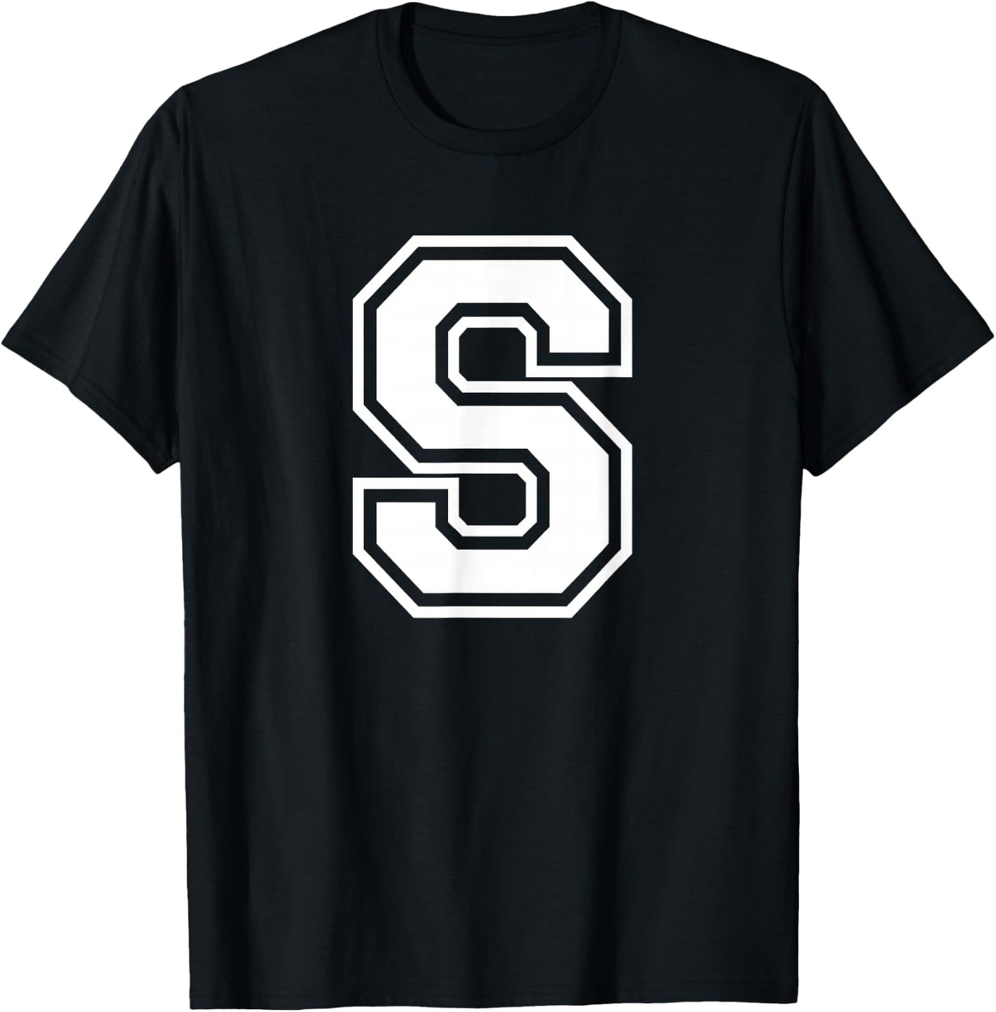 Letter S Name Initial Varsity Alphabet Monogram T-Shirt - T-Shirt | Black