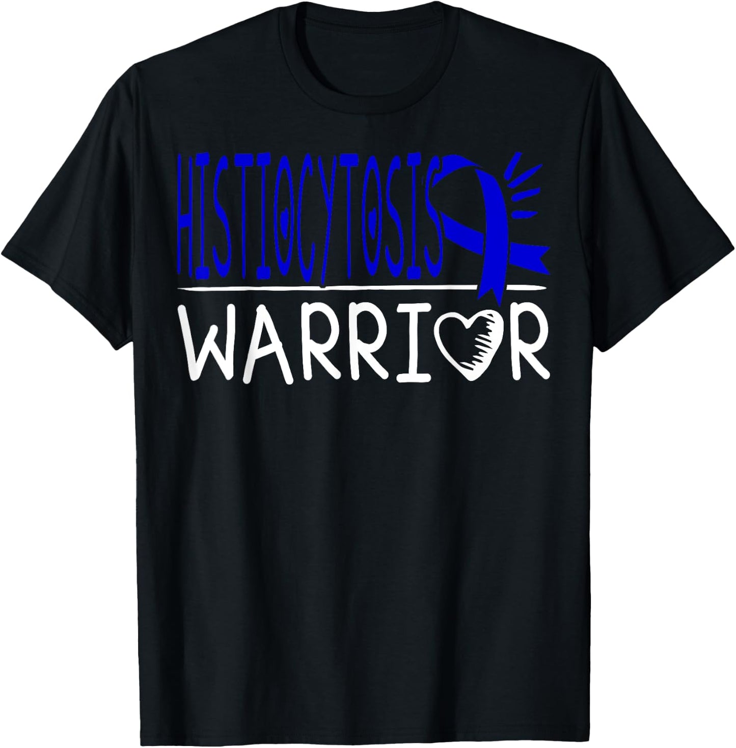 Dark Blue Awareness Ribbon Langerhans Cell Histiocytosis T-Shirt - T-Shirt | Black