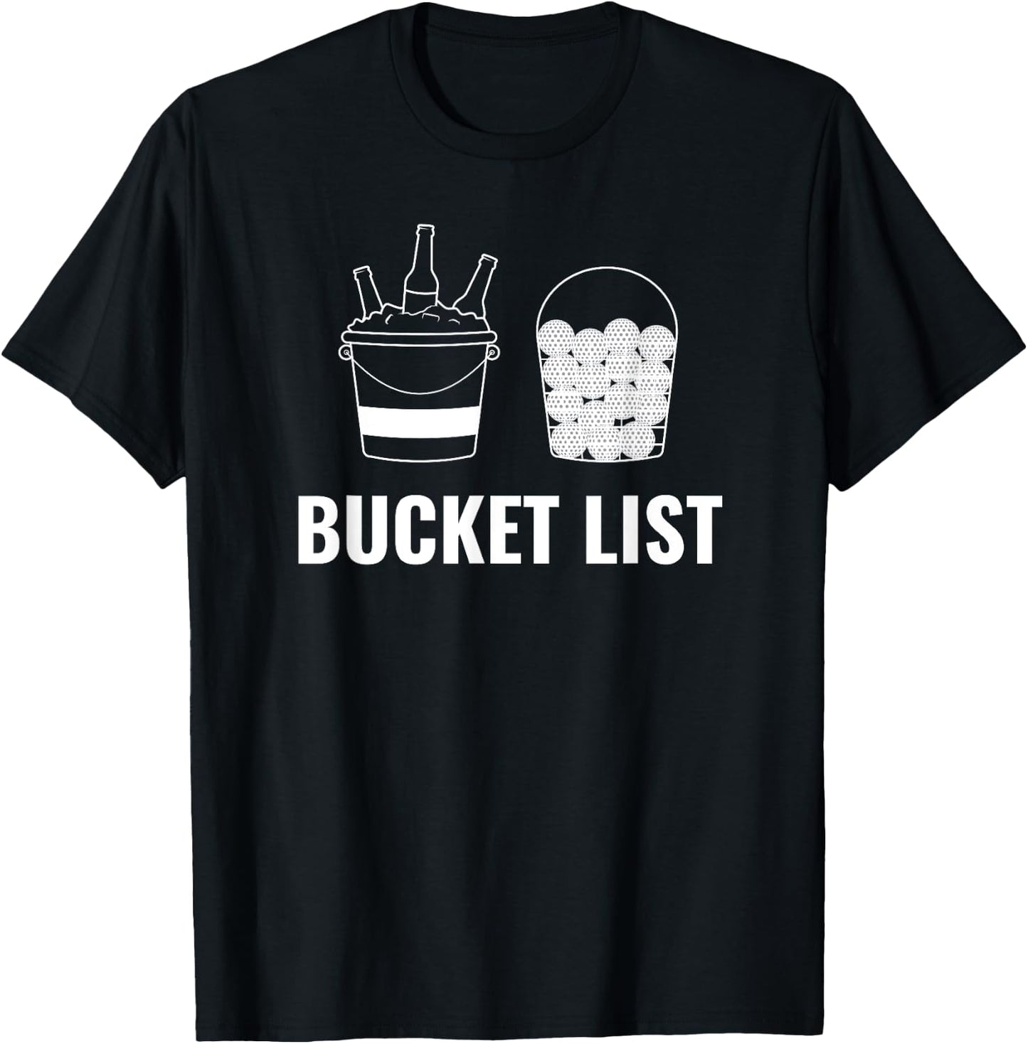 Play Golf Drink Beer Bucket List Funny Design T-Shirt - T-Shirt | Black