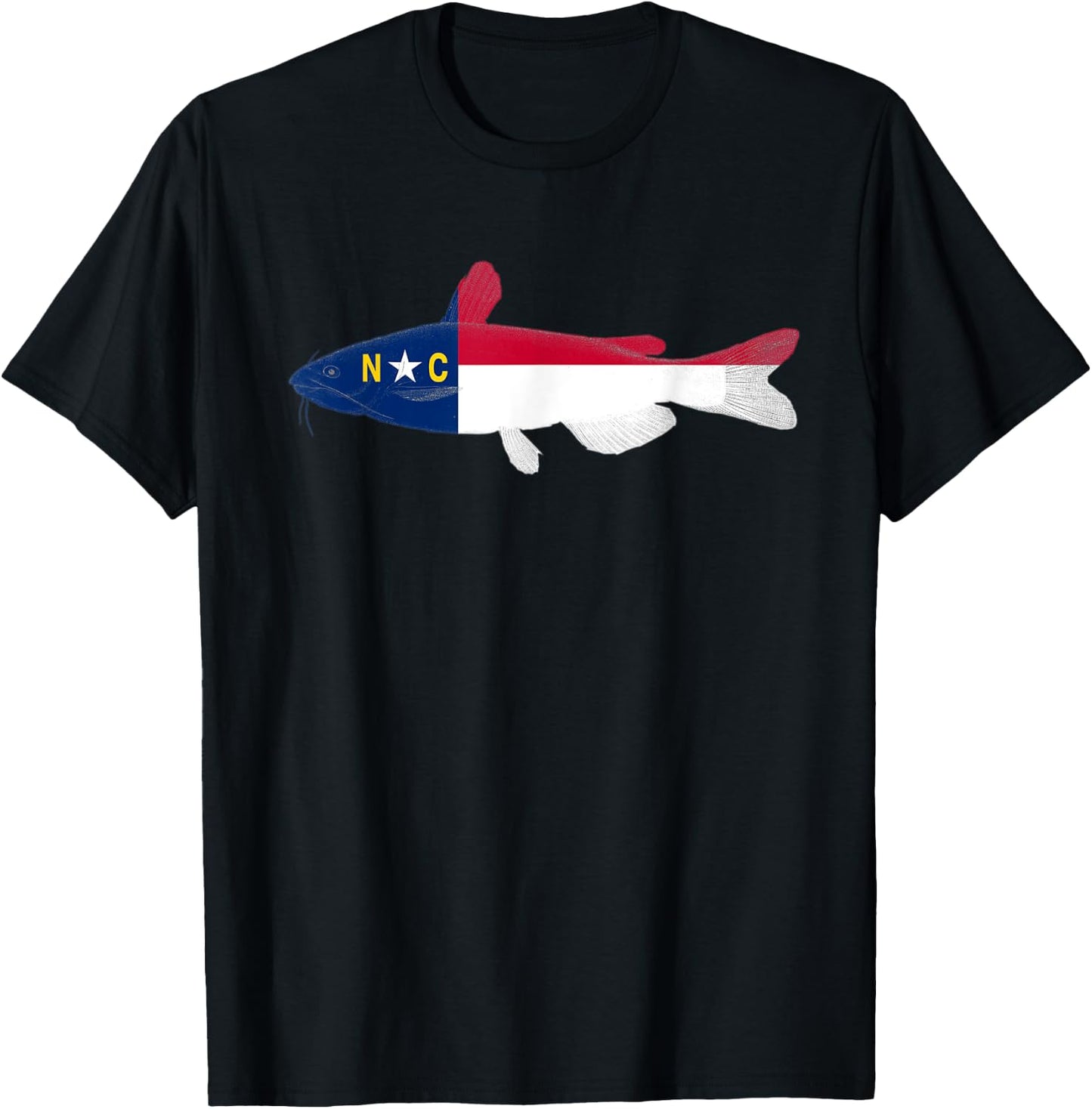 North Carolina State Flag Catfish Fishing Shirt T-Shirt - T-Shirt | Black