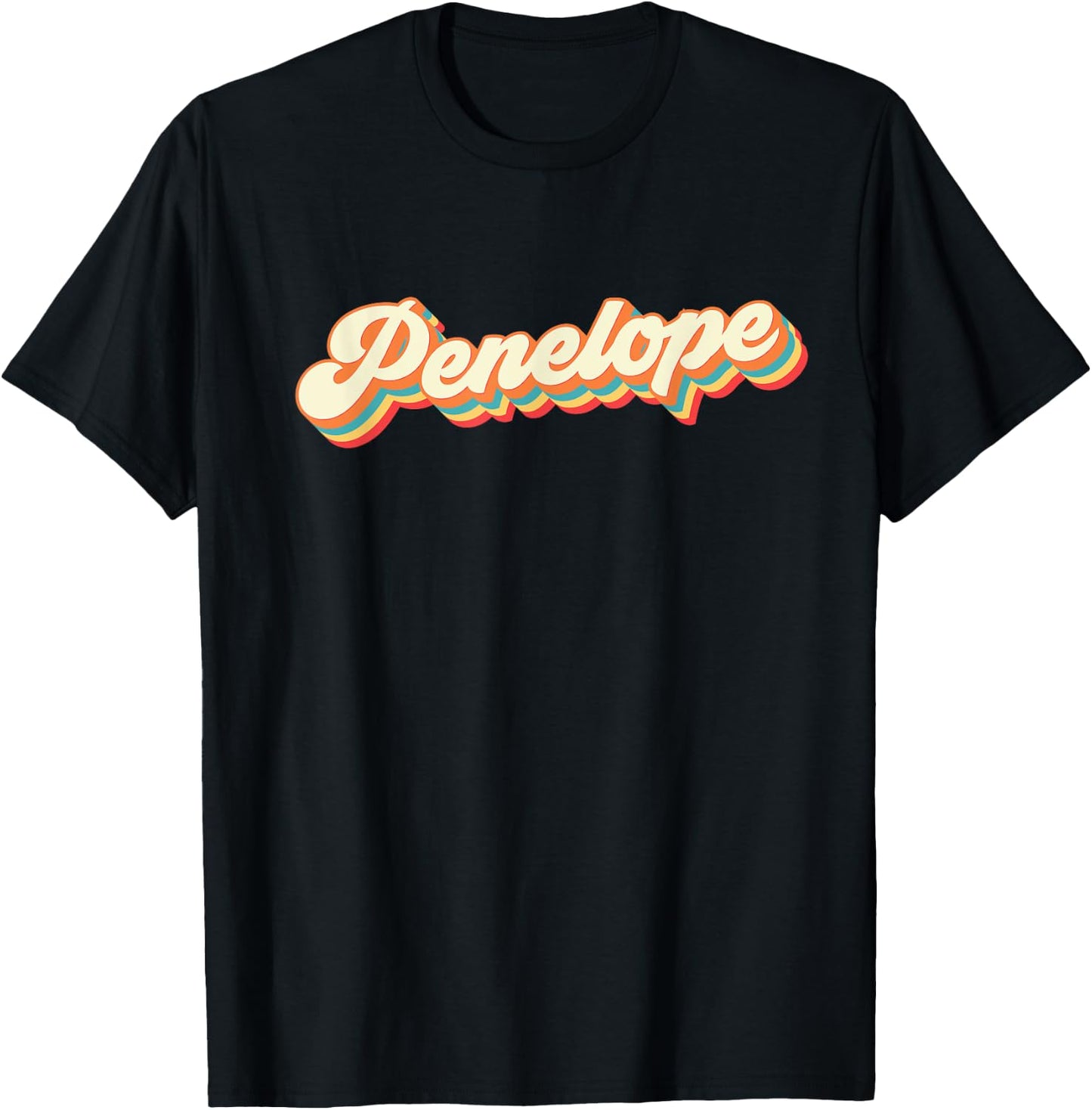 Personalized Penelope Retro Design Vintage 1970s Rainbow T-Shirt - T-Shirt | Black