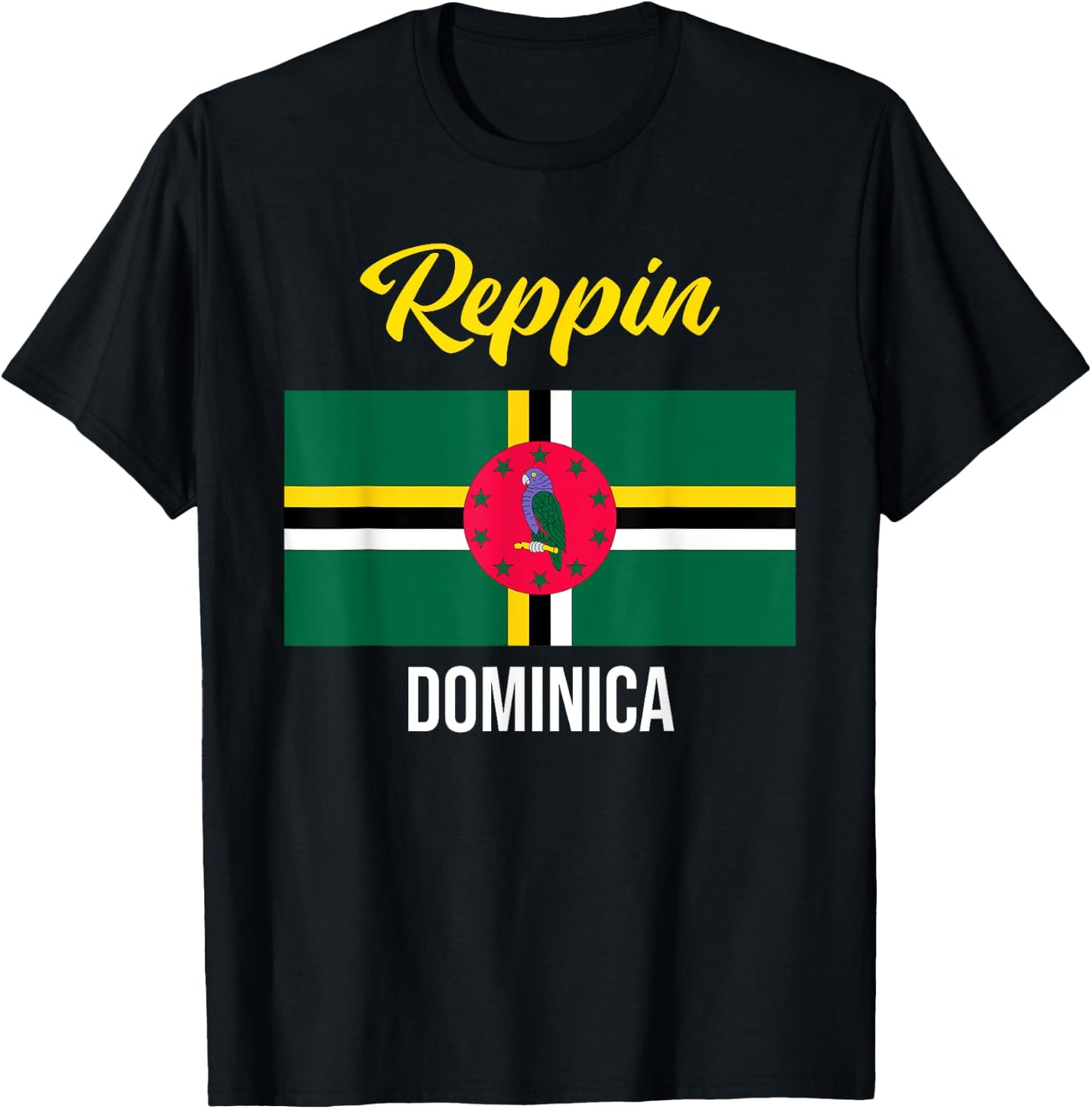 Dominica Flag Reppin West Indies Vacation T Shirt T-Shirt - T-Shirt | Black