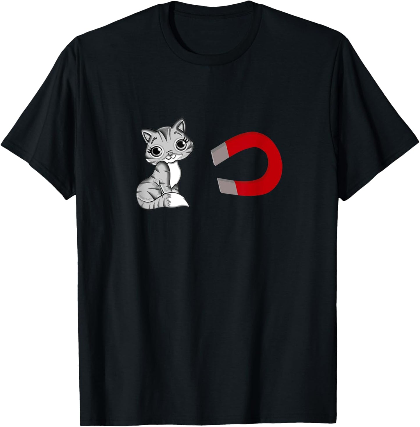 P Magnet Pussy Magnet Gag Gift Cat Kitten Kitty Cat T-Shirt - T-Shirt | Black