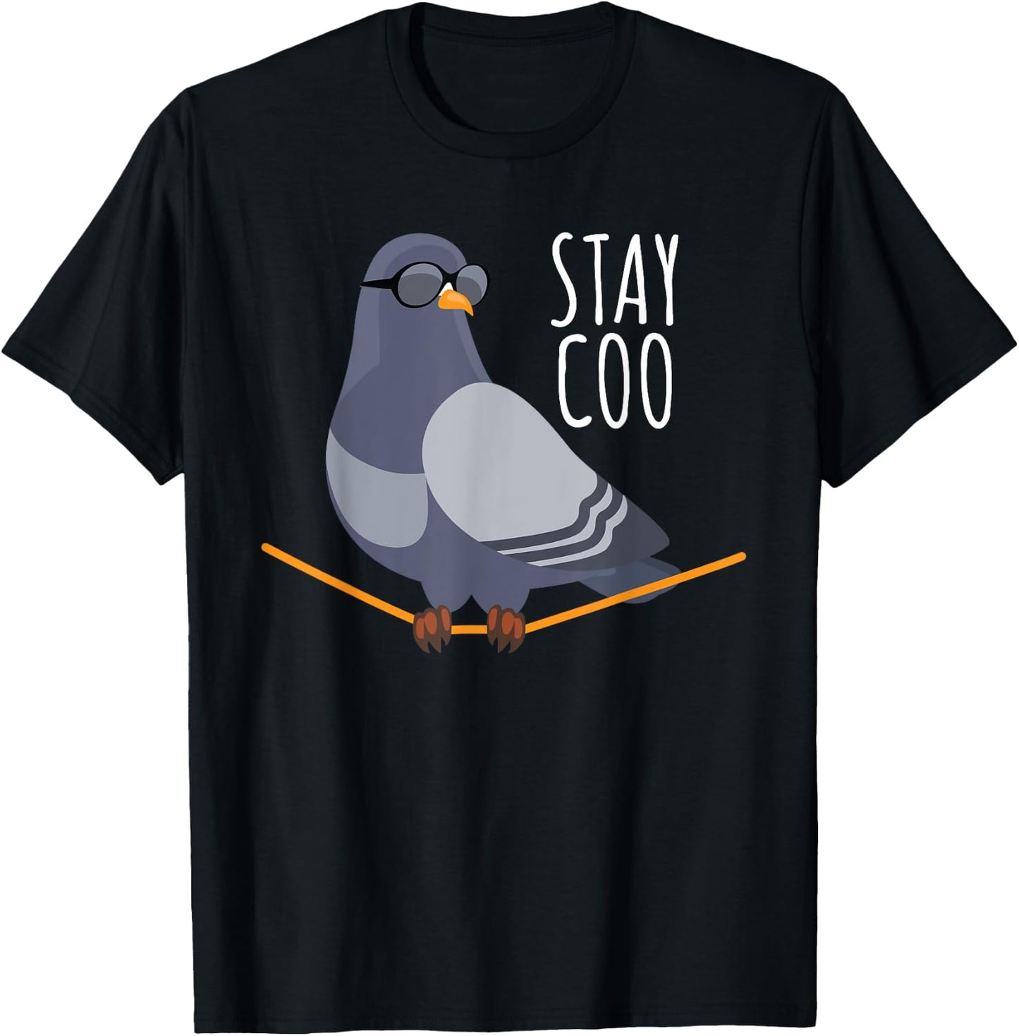 Stay Coo Bird T Shirt | Birding Funny Cool Pigeon Shirt T-Shirt - T-Shirt | Black