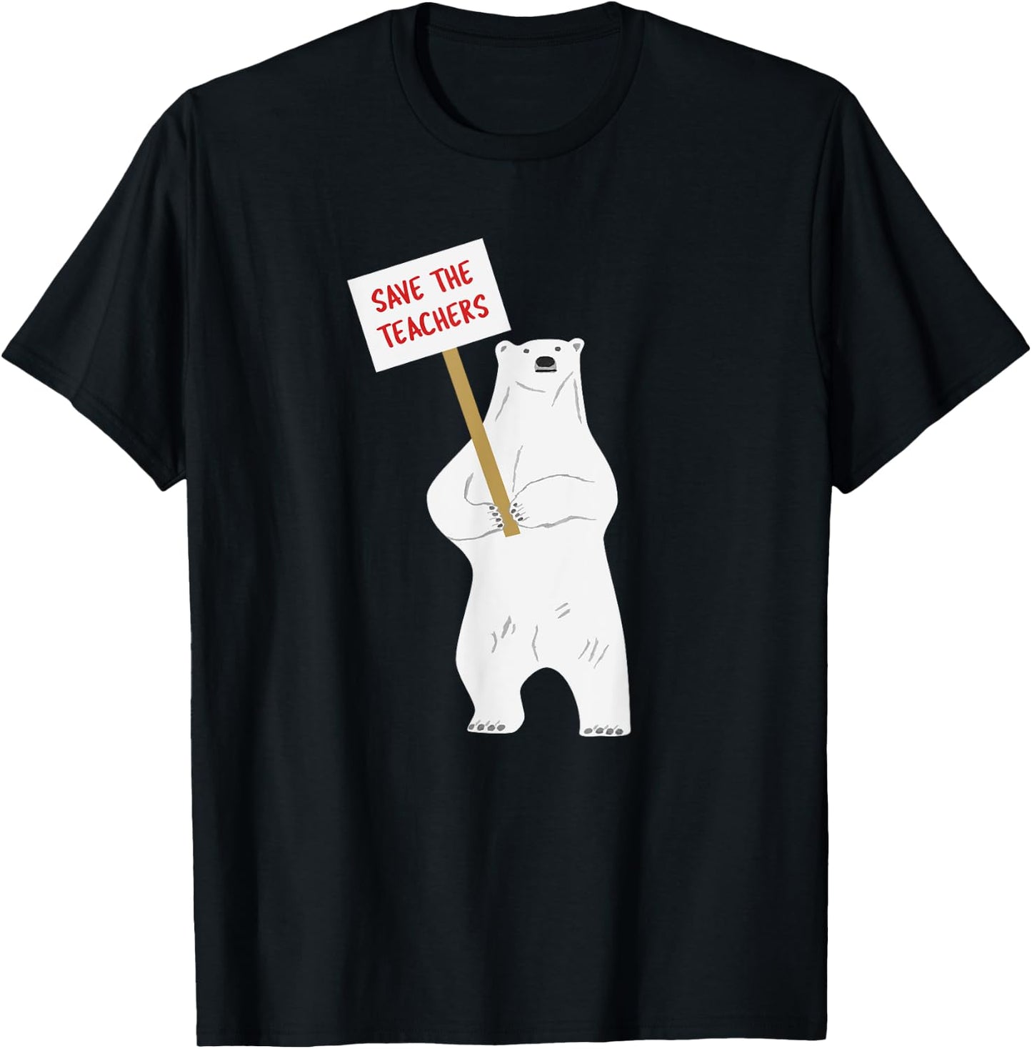 Save the Teachers Cute Polar Bear Women Girls Kids T-Shirt - T-Shirt | Black