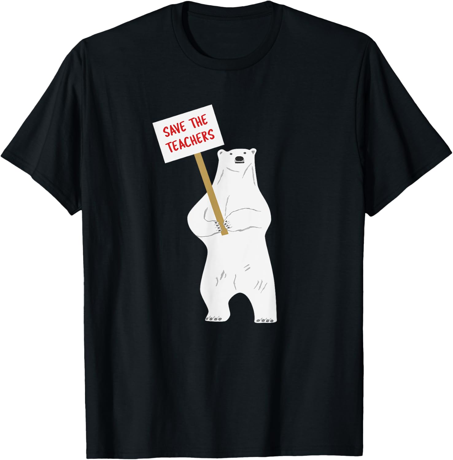 Save the Teachers Cute Polar Bear Women Girls Kids T-Shirt - T-Shirt | Black