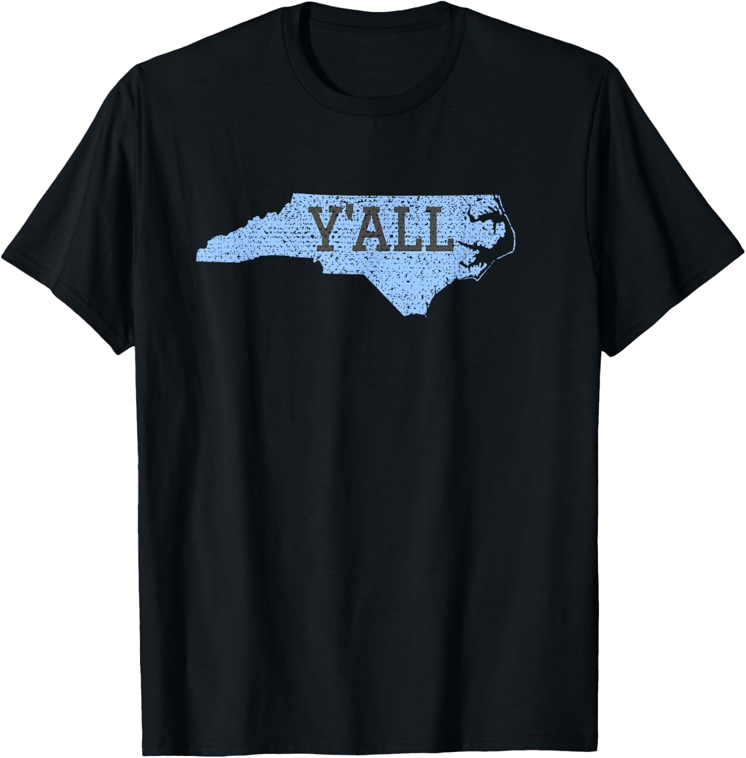 Distressed Y'ALL North Carolina Funny T-Shirt - T-Shirt | Black
