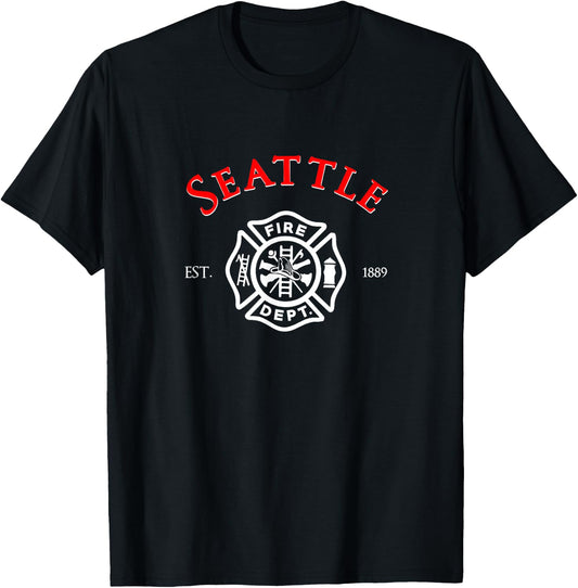 City of Seattle Fire Rescue Washington Firefighter T-Shirt - T-Shirt | Black